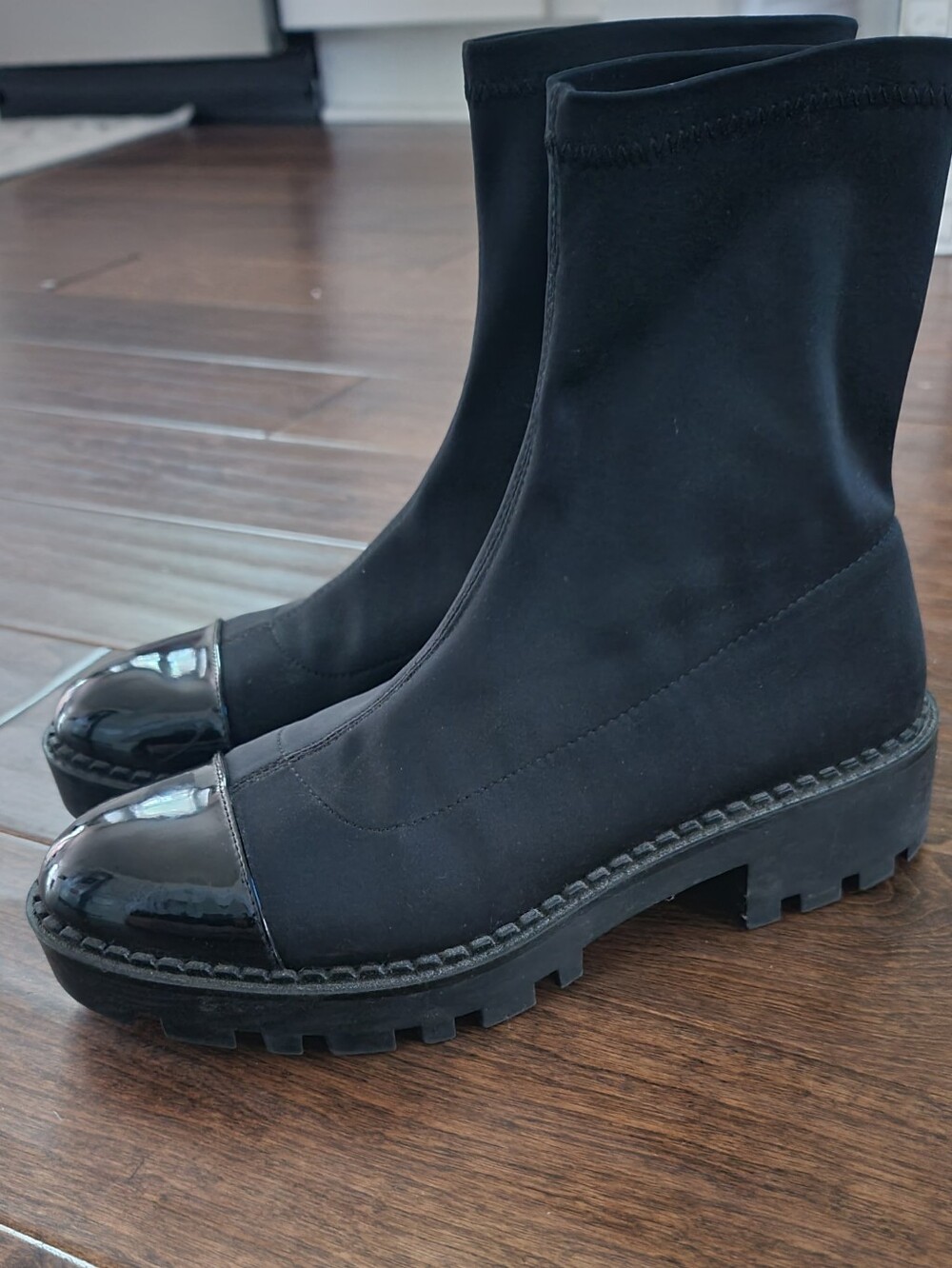 Zara Trafaluc patent cap toe ankle sock booties in black - Picture 5 of 6